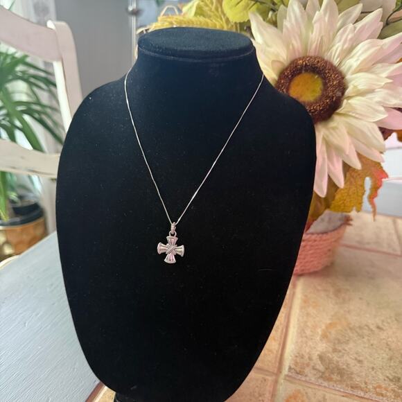 Judith Ripka 925 Sterling Silver Cross Pendant Necklace - Picture 3 of 8
